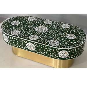 Mesa de centro de estilo moderno ecológico con incrustaciones de hueso, mueble de lujo hecho a mano con madera, disponible a un precio razonable. - Product Image 1