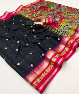 ผ้าไหมคอตตอนลายพิมพ์ล่าสุดสำหรับผู้หญิงจากอินเดีย เหมาะสำหรับงานปาร์ตี้และงานแต่งงาน เสื้อผ้าอินเดีย - Product Image 2
