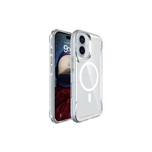 Coque en silicone transparente compatible MagSafe T-Max pour iPhone 16 Plus, coque arrière antichoc, anti-traces de doigts, PC rigide - Product Image 1