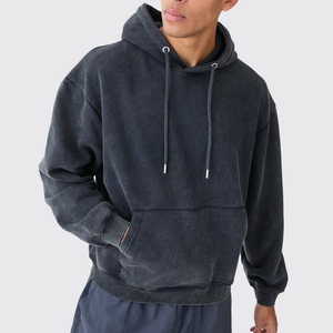 Vente en gros 100% sweats à capuche en coton pour hommes surdimensionné personnalisé DTF Logo imprimé Stone Wash Hoodi pour hommes sweat à capuche coupe ample de haute qualité pour hommes - Product Image 5