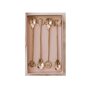 Thiết Kế Khác Nhau Flatware Thanh Muỗng Bộ 4 Cho <span class=keywords><strong>Bar</strong></span> Party & Wedding Chất Lượng Tốt Nhất Brass Soda Muỗng Với Ba Lan Cho Nhà - Product Image 1