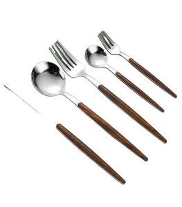 Ensemble de couverts en acier inoxydable élégant couverts à manche en bois vaisselle de salle à manger pour la fête à la maison et l'hôtel - Product Image 6