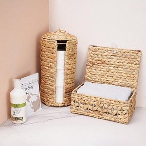 Haute qualité pas cher prix fait à la main jacinthe d'eau debout porte-papier hygiénique tissé panier de rangement pour salle de bain fabriqué au Vietnam - Product Image 6