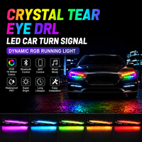 Bande lumineuse LED flexible en forme de larmes d'ange avec clignotants séquentiels RGB, feux de jour DRL et fonction de suivi jaune