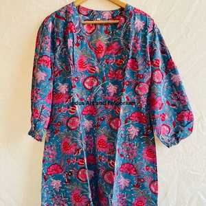 Beautiful floral Cotton Block Printed <b>dress</b> <b>Dress</b> For Casual wear Hand Block Printed <b>Dress</b> - Product Image 1