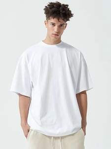 100% coton Logo personnalisé t-shirts 250 GSM vierge col rond plaine Premium t-shirt pour hommes - Product Image 2