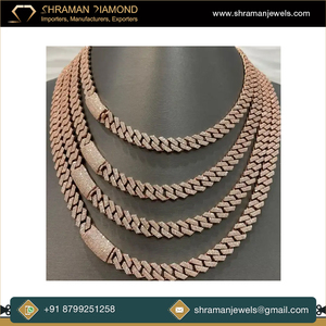 12Mm Mạ Vàng Moissanite Kim Cương Đá 925 Bạc Tùy Chỉnh Cuba Liên Kết Vòng Cổ Hip Hop Đồ Trang Sức Cho Nam Giới Phụ Nữ Đảng Mặc Chuỗi - Product Image 3