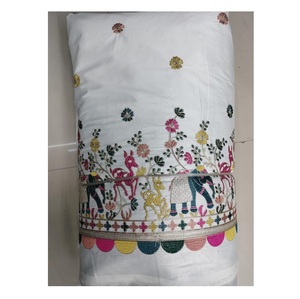 Tela antiestática de peso medio con bordado de satén Malai Premium para saris de boda Lehengas, trajes étnicos, aspecto lujoso - Product Image 1