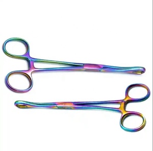 Pinzas Profesionales de Acero Inoxidable con Recubrimiento de Titanio Arcoíris para Perforaciones Corporales y Sujeción de Joyas - Product Image 1