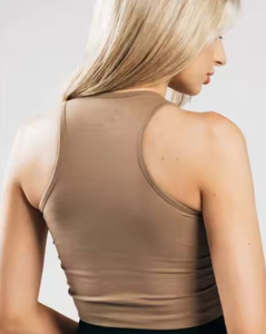 Seamless Women Tank <b>Top</b> Polyester/Cotton Stretch Fabric Casual Fit Scoop Neck Front Logo Breathable Quick Dry OEM Services Bulk - Product Image 4