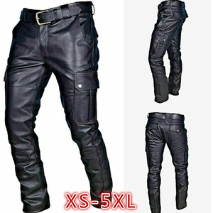 Nouveau Streetwear Style en cuir Cargo pantalon hommes pantalons droit incurvé rayé sur mesure respirant en cuir Offre Spéciale Cargo pantalon - Product Image 3