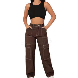 Nuevo estilo para uso al aire libre, pantalones vaqueros de lona para mujer, cintura media, Parte delantera plana, la mejor calidad, Color sólido, a prueba de viento, ropa de moda transpirable - Product Image 1