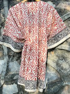 Caftan indien à imprimé floral pour femmes Bagru fait à la main Nouvelle collection de robes de bikini ethniques décontractées pour la nuit - Product Image 2