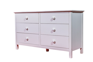 Commode à 6 tiroirs Dakota Design moderne blanc élégant avec rangement spacieux, bois de caoutchouc stable et durable pour application dans la chambre à coucher - Product Image 2