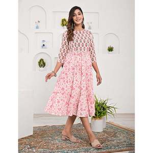 เดรสผ้าฝ้ายพิมพ์ลายสีเบจขาว ทรงลำลองหรูหรา แบบ ODM เอวยางยืด ระบายอากาศได้ดี ไซส์ XS-5XL สำหรับวันวาเลนไทน์ ออกงานกลางคืน หรือใส่ได้ทุกวัน - Product Image 5