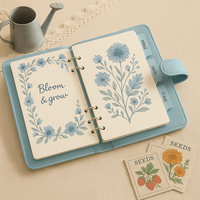 Ensemble cadeau économique LABON Floral, agenda A6 avec couverture gaufrée, organiseur, classeur, outils de jardinage, stylo et boîte à souvenirs pour femmes et mamans