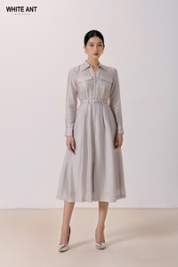 Prêt à Expédier Robe de Luxe avec Ceinture Margaret Semi-Circulaire Dres Vêtements d'Hiver pour Femmes de Haute Qualité Fabricant du Vietnam - Product Image 2