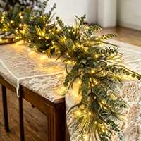 Guirlande de Noël artificielle en pin de Norfolk avec lumières LED, 58,27 pouces, vert, pour décorer les portes, les murs et les escaliers