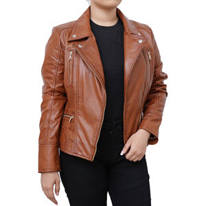 Nuevo último diseño de chaquetas cortas de cuero de moda de Invierno para mujer chaqueta de cuero genuino para damas - Product Image 1