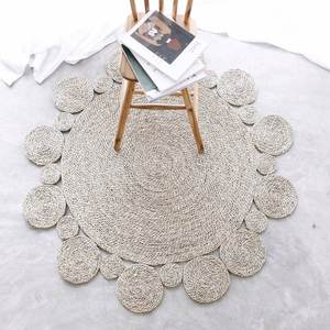 Tapis rond en 100% d'herbe de mer naturelle pour la décoration de la maison fait à la main au Vietnam - Product Image 3