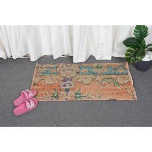 Alfombra Vintage de Lana Turca Naranja y Beige, Tejido Plano, Diseño de Retazos para Decoración de Sala de Estar, 4m de Ancho con Respaldo de Látex - Product Image 4