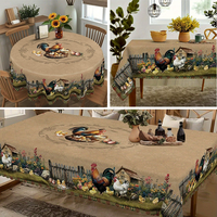 Nappe de Noël Imprimée Bonhomme de Neige et Flocons de Neige, Imperméable et Anti-taches, Housse de Table Décorative pour les Fêtes