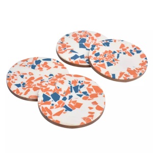 Haute qualité classique Terrazzo Design bois et résine sous-verres tasse à thé sous-verre tapis pour cuisine pierre matériel tasse à boire tampons - Product Image 1