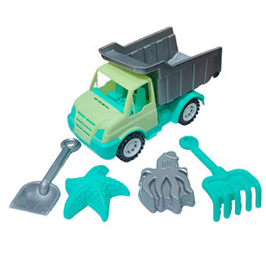 Camión Volquete de Plástico con Rastrillo, Pala, Moldes de Arena de Pato, Estrella, Pulpo y Pez - Juguete de Exterior con Malla Protectora - Product Image 1