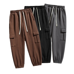Pantalones Deportivos de Punto para Hombre, Cintura Media, Color Sólido, Elásticos, Casuales, Resistentes al Viento, Transpirables, con Bolsillos Grandes, Ajustados al Tobillo - Product Image 1