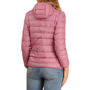 Chaqueta acolchada personalizable con cierre de cremallera de invierno para mujer, manga larga con capucha y relleno de algodón, ligera y empacable - Product Image 3