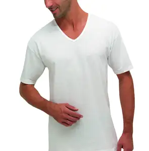 意大利制造-“V” 领短袖汗衫男式t恤100% 运动衫棉-优质