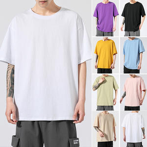 Camiseta de manga corta de color puro, cuello redondo sencillo, Algodón puro, novedad de verano, camiseta de media manga - Product Image 6