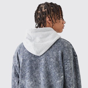 Customized 500 GSM Acid Washed <b>Fleece</b> Pullover <b>Hoodie</b> for <b>Men</b> Unisex <b>Oversized</b> Contrast Hood with Custom Logo for Winter - Product Image 4