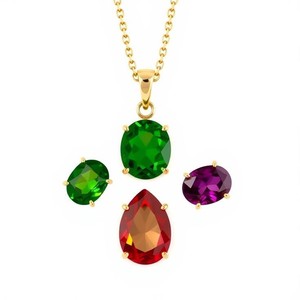 Collar con colgante de cierre de circón verde de Plata de Ley 925 pura chapada en oro de 18 quilates para mujeres y niñas, joyería - Product Image 2