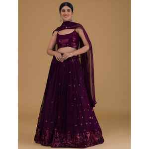 Lancement d'un nouvel ensemble Lehenga Choli violet glamour avec Georgette - Product Image 1