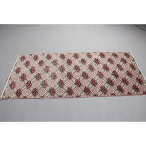 Alfombra turca vintage de 2.8x6.3 pies, alfombra de lana con motivos de plantas y árboles rojos. - Product Image 3