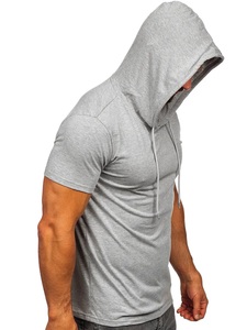 Custom Screen Logo High-Performance <b>Men's</b> Cotton <b>Short</b>-<b>Sleeve</b> <b>Hoodie</b> Shirt Breathable Soft Hood For Shuttle Runs - Product Image 3