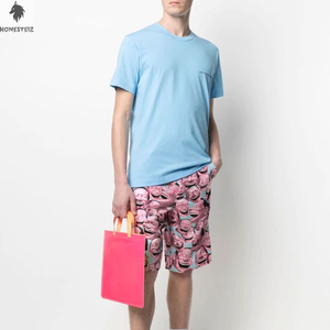 เสื้อยืดผ้าฝ้าย100% สำหรับผู้ชายระบายอากาศคอกลมสไตล์ฮิปฮอปสีทึบลายย้อมธรรมดา - Product Image 5