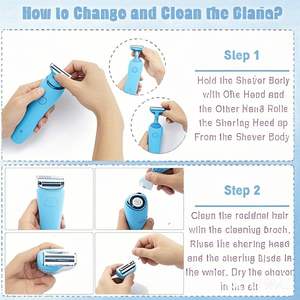 เครื่องโกนขนไฟฟ้าสำหรับผู้หญิง 2-in-1 ไร้สาย UBS IPX7 กันน้ำ ใช้ได้ทั้งแบบเปียก/แห้ง โกนขนบิกินี่และใบหน้า ใบมีดคู่ - Product Image 4