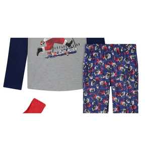 Set Pigiama Max & Olivia per Ragazzi, Maglietta e Pantaloni Lunghi Grigio Medio con Calzini, Morbido Stampa Cartoon Invernale - Product Image 3