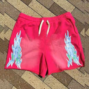 กางเกงขาสั้นกีฬาผ้าฝ้าย100% สำหรับผู้ชายกางเกงวิ่งออกกำลังบนถนนสูงสีทึบพิมพ์ลายได้ตามต้องการผ้าแคนวาสดุ - Product Image 3