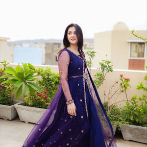 Vestido Maxi Lehenga Choli Anarkali de Chifón de Diseño Premium para Mujer, para Fiestas y Eventos - Product Image 1