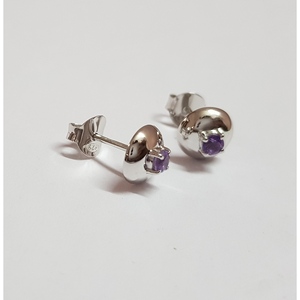 Classic White Gold & Amethyst Ear <b>Stud</b> <b>Earrings</b> 18k Rose Gold for Wedding Engagement Party or Gift - Product Image 3