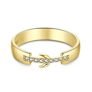 2022 подарок на Новый год 18K позолоченный Классический мода кубического циркония 925 стерлингового серебра ювелирные изделия гравировкой Moon кольца для женщин