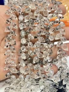 Quartz noir naturel AAA, facetté, en forme de briolette, goutte d'eau, perçage fantaisie, brin de 8 pouces, 6x9 mm environ - Product Image 2