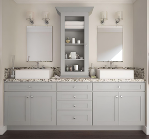 Meuble sous-vasque de salle de bain en bois, construction en bois, couleur gris clair, 60 à 72 pouces - Product Image 1