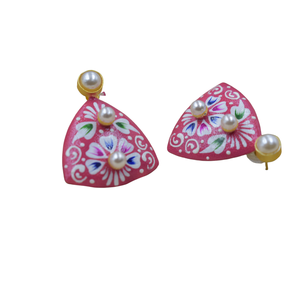 Tendance de la mode actuelle 2025 Fabrication de boucles d'oreilles peintes à la main Fournisseur Boucles d'oreilles en or plaqué pierre MOP pour femmes et filles - Product Image 2