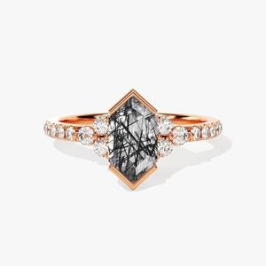 Bague en argent Sterling 925 pour femmes Style Boho fait à la main noir rutile pierres précieuses bijoux de mariage tendance amour cadeau - Product Image 3