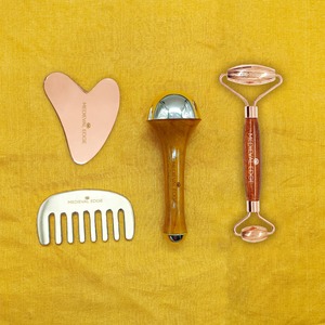 100% Original Kansa, herramientas de belleza de cobre, juego de viaje, Kit de cobre Ayurvédico para estiramiento facial corporal, masajeador de brillo Natural directo de la India - Product Image 5