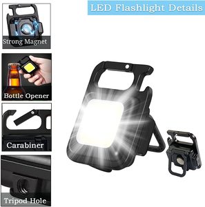 TYPE-C nhựa có thể sạc lại Túi xách tay Keychain mini từ COB LED móc chìa khóa ánh sáng đèn pin cắm trại đèn pin - Product Image 4